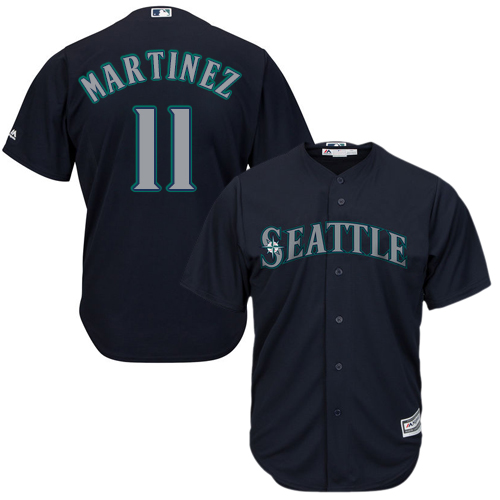 Men's Majestic Seattle Mariners #11 Edgar Martinez Replica Navy Blue Alternate 2 Cool Base MLB Jersey