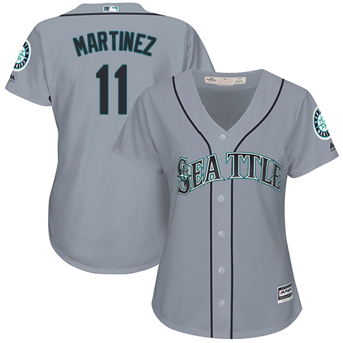 Women's Majestic Seattle Mariners #11 Edgar Martinez Authentic Grey Road Cool Base MLB Jersey