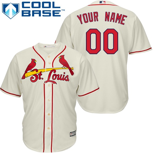 Men's Majestic St. Louis Cardinals Customized Replica Cream Alternate Cool Base MLB Jersey