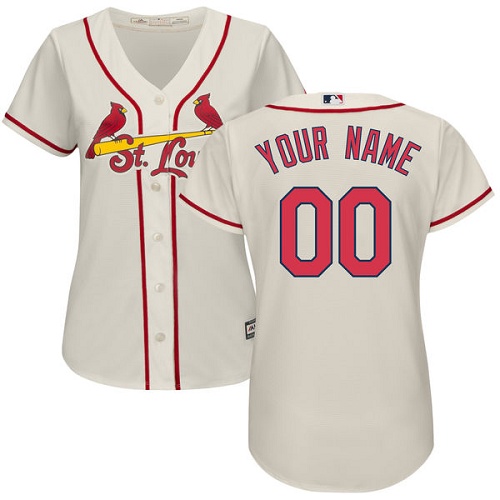 Women's Majestic St. Louis Cardinals Customized Authentic Cream Alternate Cool Base MLB Jersey