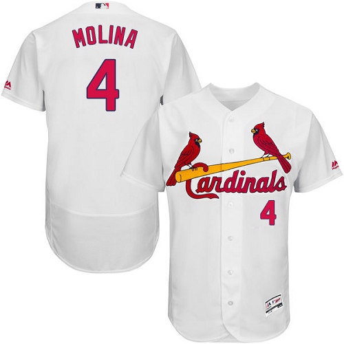 Men's Majestic St. Louis Cardinals #4 Yadier Molina Authentic White Home Cool Base MLB Jersey