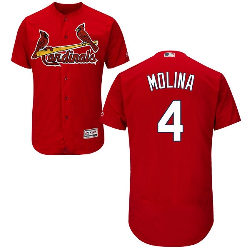 Men's Majestic St. Louis Cardinals #4 Yadier Molina Authentic Red Cool Base MLB Jersey