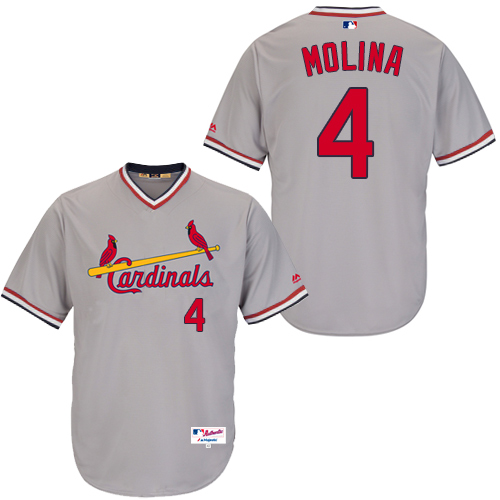 Men's Majestic St. Louis Cardinals #4 Yadier Molina Authentic Grey 1978 Turn Back The Clock MLB Jersey