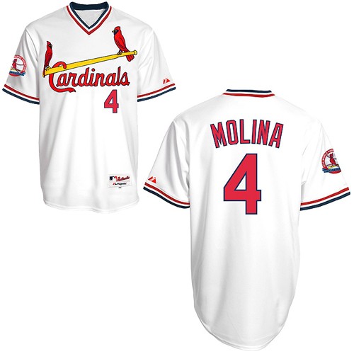 Men's Majestic St. Louis Cardinals #4 Yadier Molina Replica White 1982 Turn Back The Clock MLB Jersey