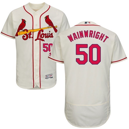 Men's Majestic St. Louis Cardinals #50 Adam Wainwright Authentic Cream Alternate Cool Base MLB Jersey