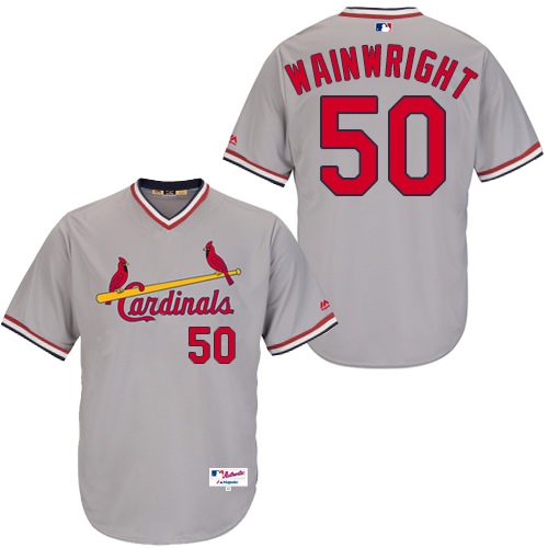 Men's Majestic St. Louis Cardinals #50 Adam Wainwright Authentic Grey 1978 Turn Back The Clock MLB Jersey