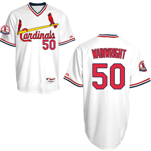 Men's Majestic St. Louis Cardinals #50 Adam Wainwright Authentic White 1982 Turn Back The Clock MLB Jersey