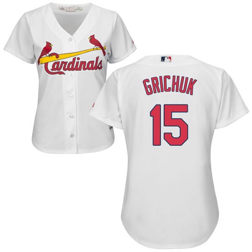 Women's Majestic St. Louis Cardinals #15 Randal Grichuk Replica White Home Cool Base MLB Jersey