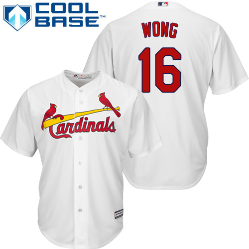 Youth Majestic St. Louis Cardinals #16 Kolten Wong Replica White Home Cool Base MLB Jersey