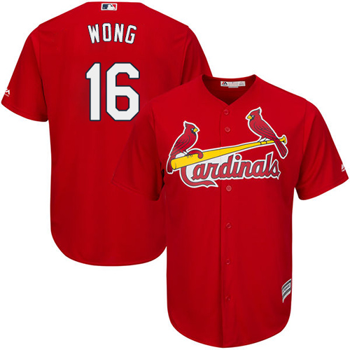 Youth Majestic St. Louis Cardinals #16 Kolten Wong Authentic Red Alternate Cool Base MLB Jersey