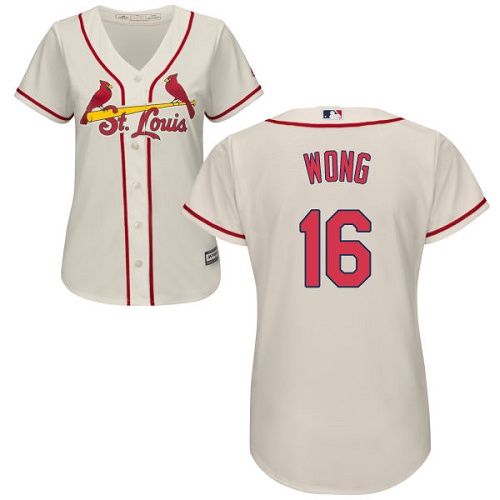 Women's Majestic St. Louis Cardinals #16 Kolten Wong Authentic Cream Alternate Cool Base MLB Jersey