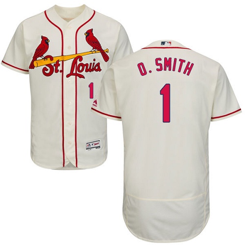 Men's Majestic St. Louis Cardinals #1 Ozzie Smith Authentic Cream Alternate Cool Base MLB Jersey