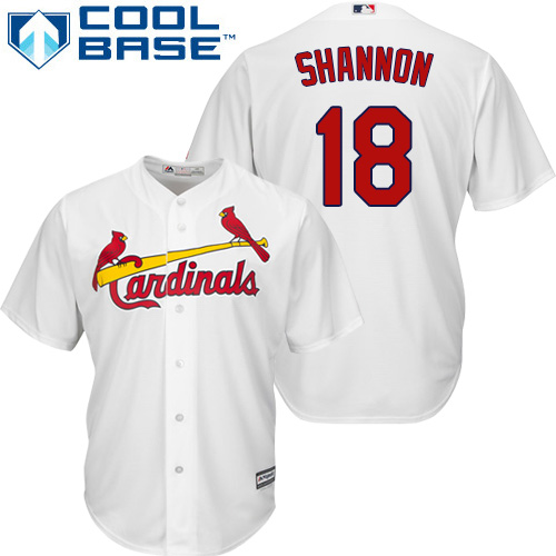 Youth Majestic St. Louis Cardinals #18 Mike Shannon Authentic White Home Cool Base MLB Jersey