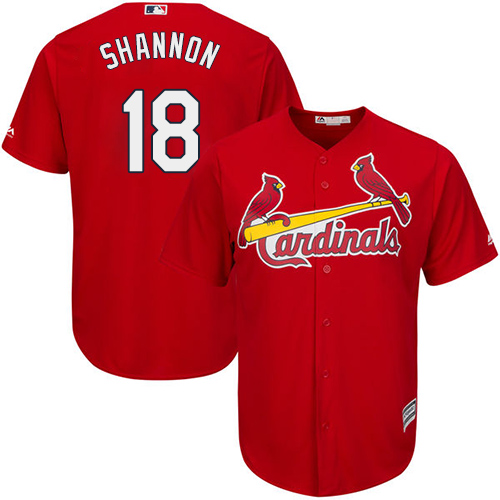 Youth Majestic St. Louis Cardinals #18 Mike Shannon Authentic Red Alternate Cool Base MLB Jersey