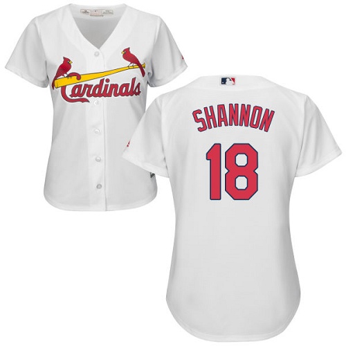 Women's Majestic St. Louis Cardinals #18 Mike Shannon Authentic White Home Cool Base MLB Jersey