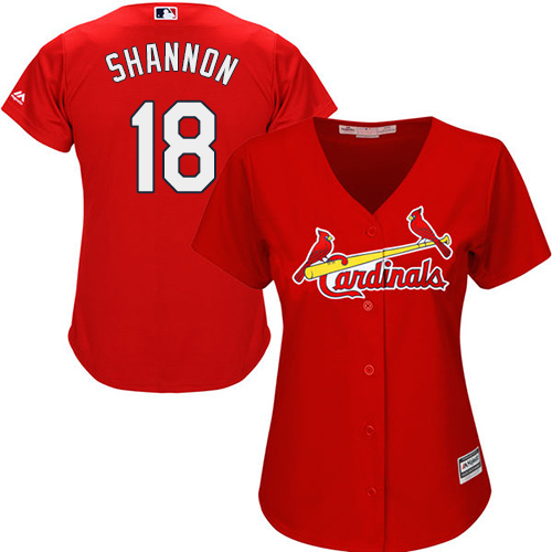 Women's Majestic St. Louis Cardinals #18 Mike Shannon Replica Red Alternate Cool Base MLB Jersey