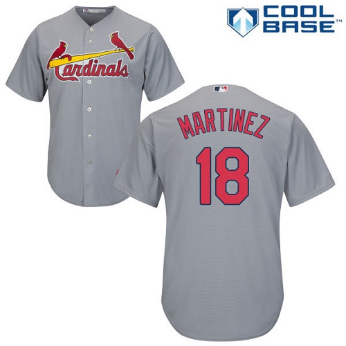 Youth Majestic St. Louis Cardinals #18 Carlos Martinez Replica Grey Road Cool Base MLB Jersey