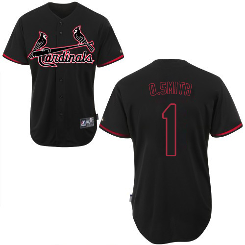 Men's Majestic St. Louis Cardinals #1 Ozzie Smith Replica Black Fashion MLB Jersey