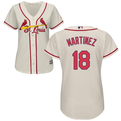 Women's Majestic St. Louis Cardinals #18 Carlos Martinez Replica Cream Alternate Cool Base MLB Jersey