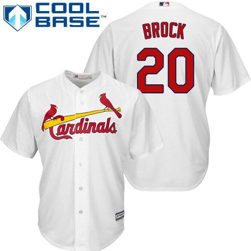 Youth Majestic St. Louis Cardinals #20 Lou Brock Authentic White Home Cool Base MLB Jersey