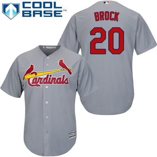 Youth Majestic St. Louis Cardinals #20 Lou Brock Authentic Grey Road Cool Base MLB Jersey