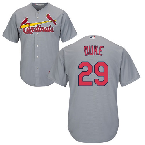 Youth Majestic St. Louis Cardinals #29 Zach Duke Replica Grey Road Cool Base MLB Jersey