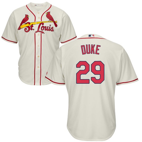 Youth Majestic St. Louis Cardinals #29 Zach Duke Authentic Cream Alternate Cool Base MLB Jersey