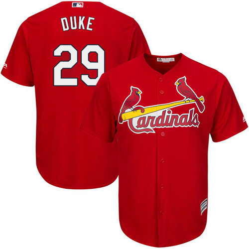 Youth Majestic St. Louis Cardinals #29 Zach Duke Authentic Red Alternate Cool Base MLB Jersey