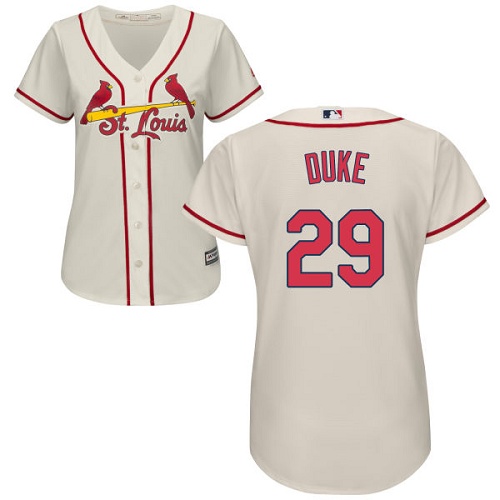 Women's Majestic St. Louis Cardinals #29 Zach Duke Authentic Cream Alternate Cool Base MLB Jersey