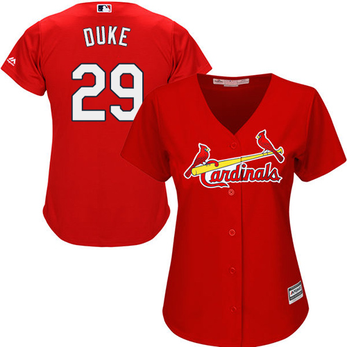 Women's Majestic St. Louis Cardinals #29 Zach Duke Authentic Red Alternate Cool Base MLB Jersey