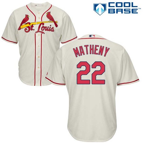 Youth Majestic St. Louis Cardinals #22 Mike Matheny Replica Cream Alternate Cool Base MLB Jersey