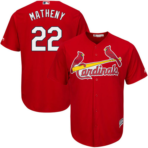 Youth Majestic St. Louis Cardinals #22 Mike Matheny Authentic Red Alternate Cool Base MLB Jersey