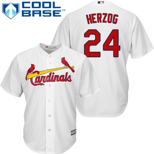 Youth Majestic St. Louis Cardinals #24 Whitey Herzog Authentic White Home Cool Base MLB Jersey