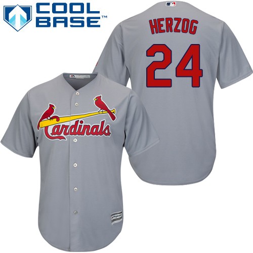 Youth Majestic St. Louis Cardinals #24 Whitey Herzog Authentic Grey Road Cool Base MLB Jersey