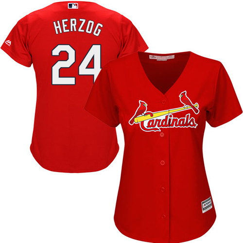 Women's Majestic St. Louis Cardinals #24 Whitey Herzog Authentic Red Alternate Cool Base MLB Jersey