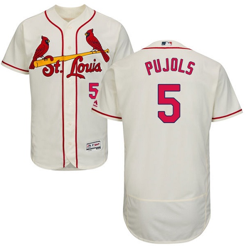 Men's Majestic St. Louis Cardinals #5 Albert Pujols Authentic Cream Alternate Cool Base MLB Jersey
