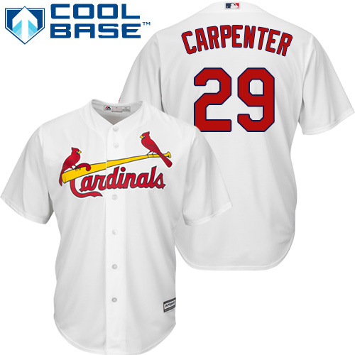 Youth Majestic St. Louis Cardinals #29 Chris Carpenter Replica White Home Cool Base MLB Jersey