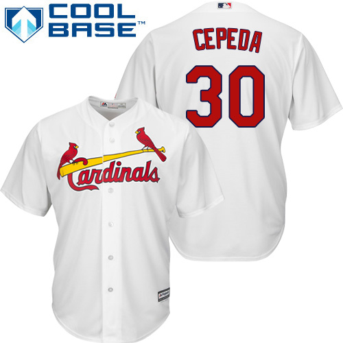 Youth Majestic St. Louis Cardinals #30 Orlando Cepeda Replica White Home Cool Base MLB Jersey