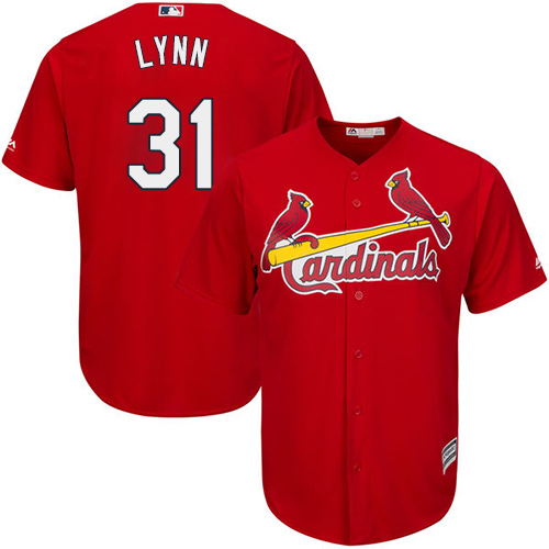 Youth Majestic St. Louis Cardinals #31 Lance Lynn Authentic Red Alternate Cool Base MLB Jersey