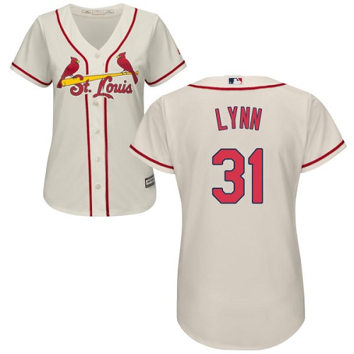 Women's Majestic St. Louis Cardinals #31 Lance Lynn Replica Cream Alternate Cool Base MLB Jersey