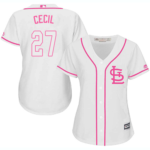 Women's Majestic St. Louis Cardinals #27 Brett Cecil Replica White Fashion Cool Base MLB Jersey