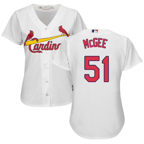 Women's Majestic St. Louis Cardinals #51 Willie McGee Authentic White Home Cool Base MLB Jersey