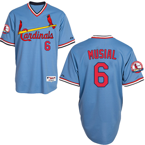 Men's Majestic St. Louis Cardinals #6 Stan Musial Authentic Blue 1982 Turn Back The Clock MLB Jersey