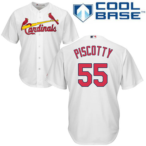 Youth Majestic St. Louis Cardinals #55 Stephen Piscotty Replica White Home Cool Base MLB Jersey