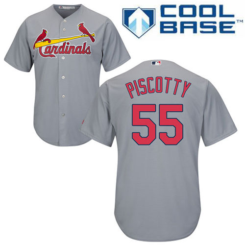 Youth Majestic St. Louis Cardinals #55 Stephen Piscotty Replica Grey Road Cool Base MLB Jersey