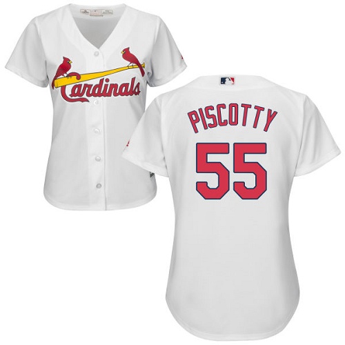 Women's Majestic St. Louis Cardinals #55 Stephen Piscotty Authentic White Home Cool Base MLB Jersey