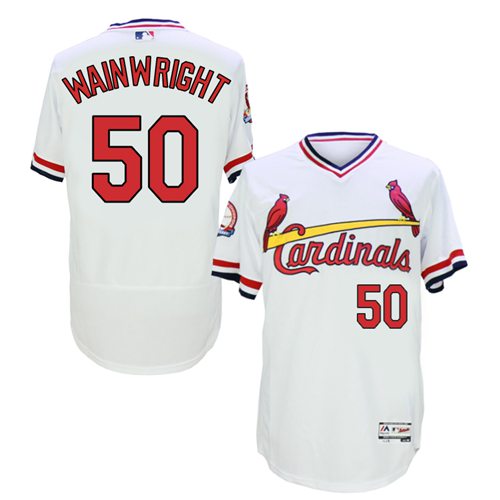 Men's Majestic St. Louis Cardinals #50 Adam Wainwright White Flexbase Authentic Collection Cooperstown MLB Jersey