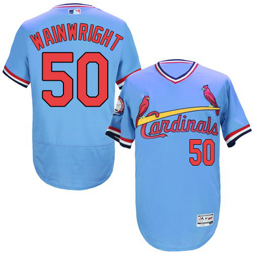 Men's Majestic St. Louis Cardinals #50 Adam Wainwright Light Blue Flexbase Authentic Collection Cooperstown MLB Jersey