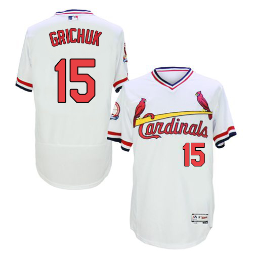 Men's Majestic St. Louis Cardinals #15 Randal Grichuk White Flexbase Authentic Collection Cooperstown MLB Jersey