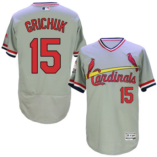 Men's Majestic St. Louis Cardinals #15 Randal Grichuk Grey Flexbase Authentic Collection Cooperstown MLB Jersey
